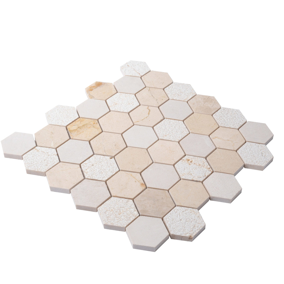 Apollo Tile (Sample) Sparta Beige 4-in x 4-in Polished Marble Honeycomb Mosaic Floor and Wall Tile