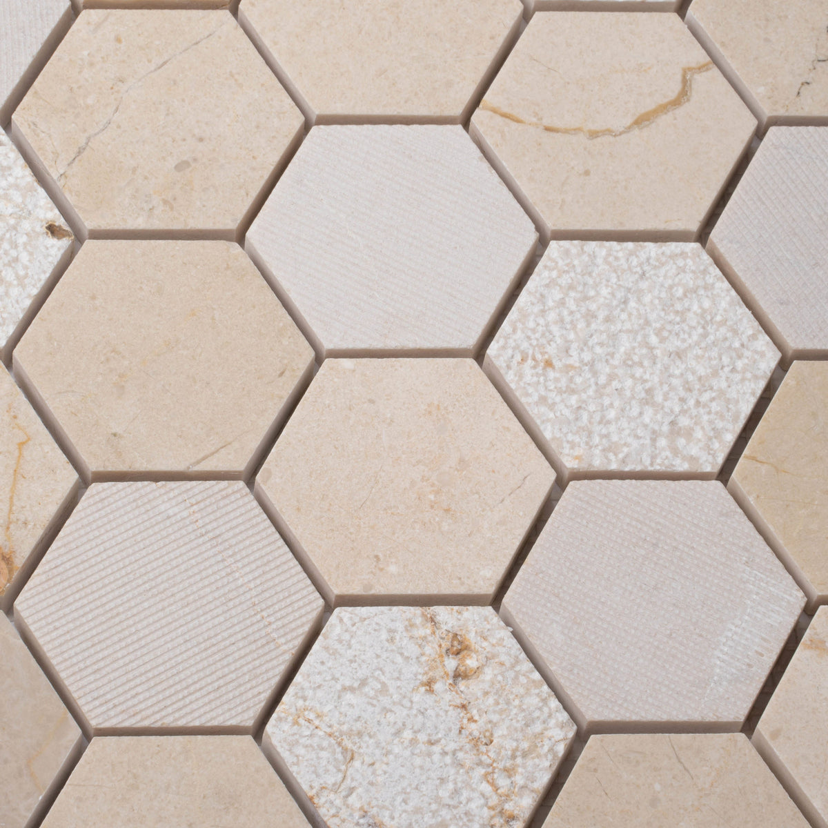 Apollo Tile (Sample) Sparta Beige 4-in x 4-in Polished Marble Honeycomb Mosaic Floor and Wall Tile