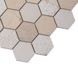 Apollo Tile (Sample) Sparta Beige 4-in x 4-in Polished Marble Honeycomb Mosaic Floor and Wall Tile