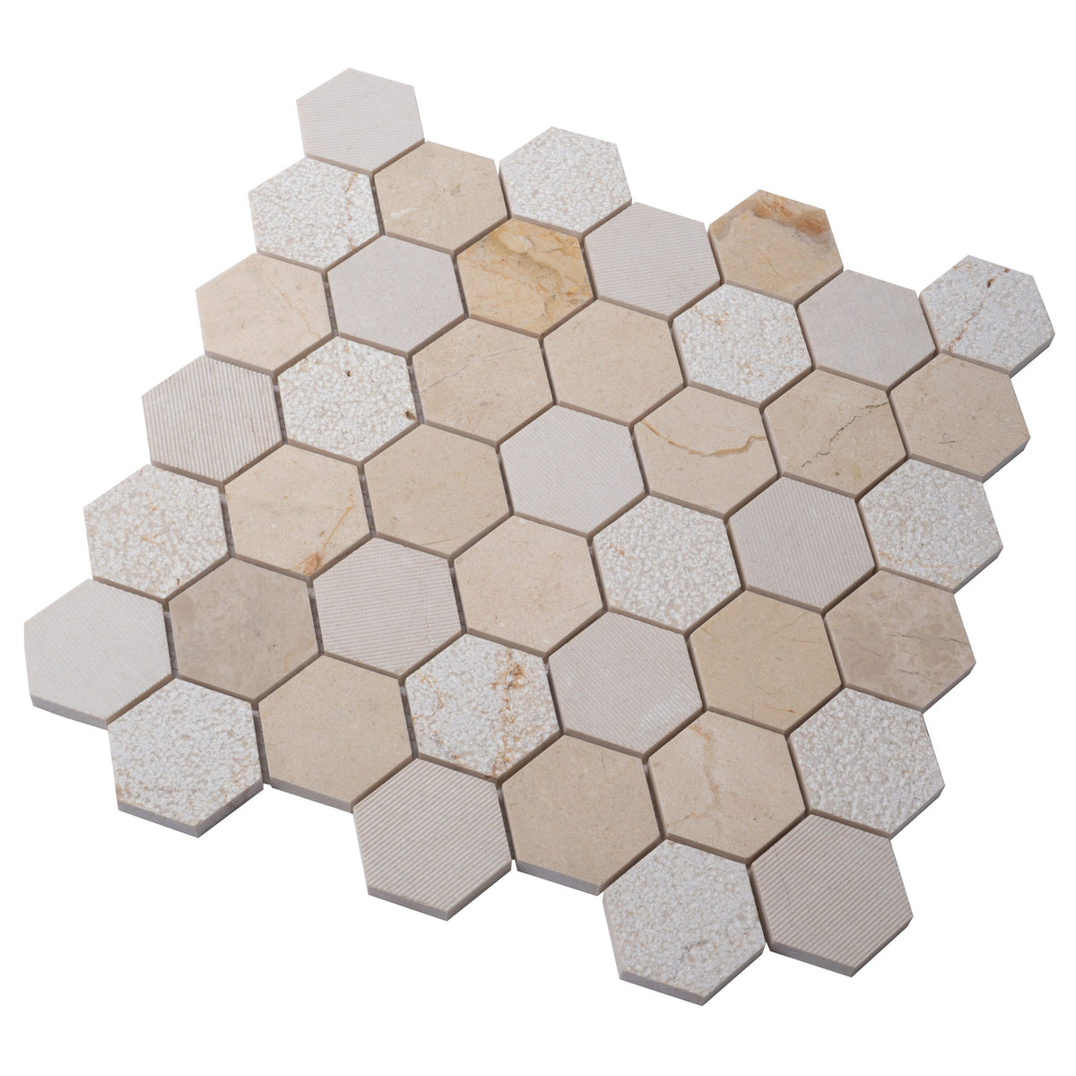 Apollo Tile Sparta Beige 12-in x 12-in Polished Natural Stone Marble Honeycomb Marble Look Floor and Wall Tile (4.92-sq. ft/ Carton)