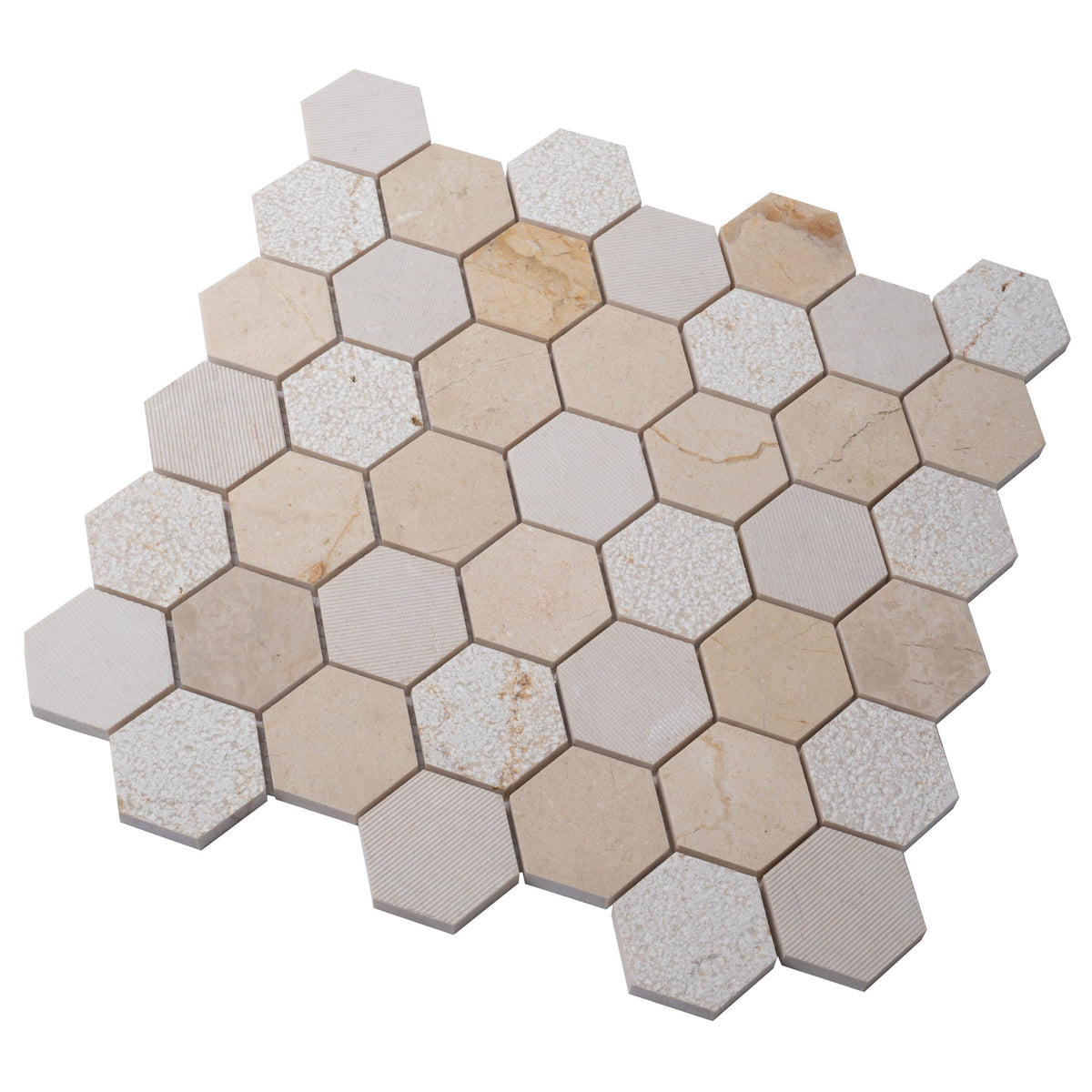 Apollo Tile (Sample) Sparta Beige 4-in x 4-in Polished Marble Honeycomb Mosaic Floor and Wall Tile
