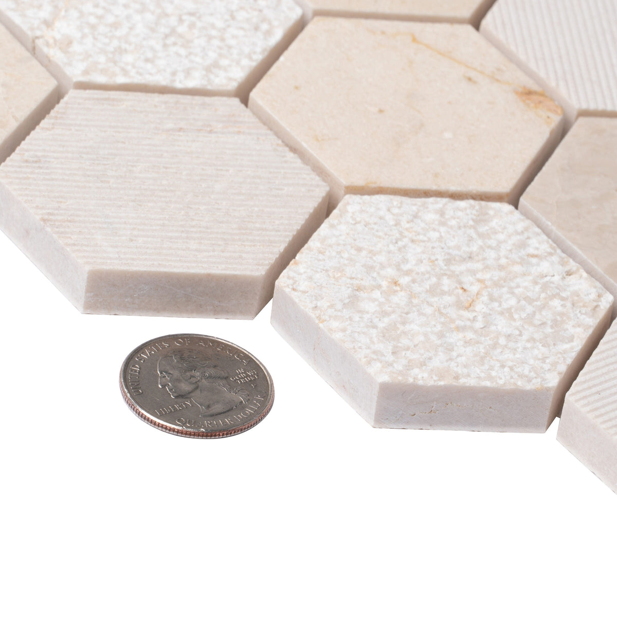Apollo Tile Sparta Beige 12-in x 12-in Polished Natural Stone Marble Honeycomb Marble Look Floor and Wall Tile (4.92-sq. ft/ Carton)