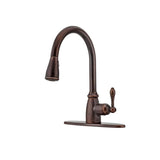 Adams All-in-One Farmhouse Copper 33 in. Single Bowl Kitchen Sink with Pfister Rustic Bronze Faucet and Disposal Drain
