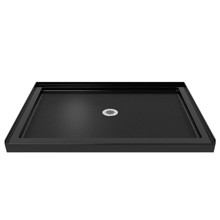DreamLine SlimLine 48 in. x 32 in. Single Threshold Shower Base, Black, Center Drain