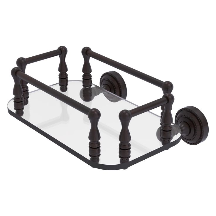 Allied Brass Dottingham Collection Wall Mounted Glass Guest Towel Tray in Matte Black