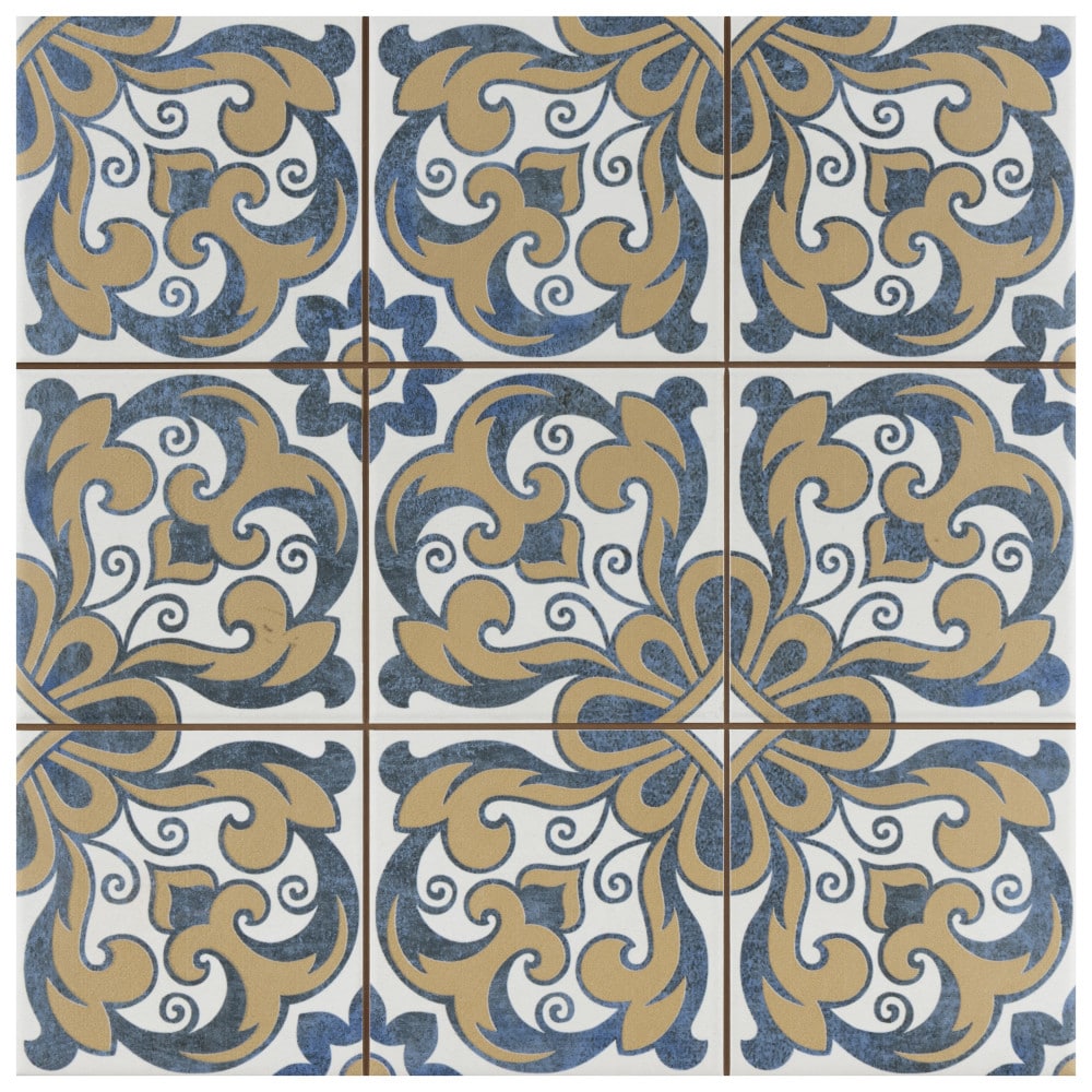 Affinity Tile Harmonia Royal Bloom 13-in x 13-in Matte Ceramic Encaustic Floor and Wall Tile product image