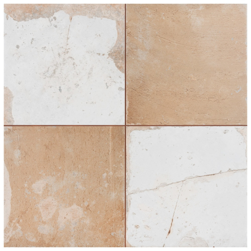 Affinity Tile Kings Clay Checker Sand 18-in x 18-in Matte Ceramic Encaustic Floor and Wall Tile product image