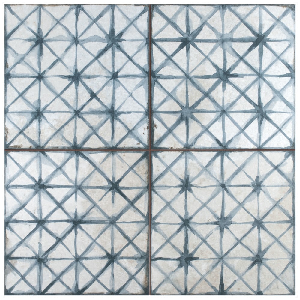Affinity Tile Kings Temple Blue 18-in x 18-in Matte Ceramic Encaustic Floor and Wall Tile product image