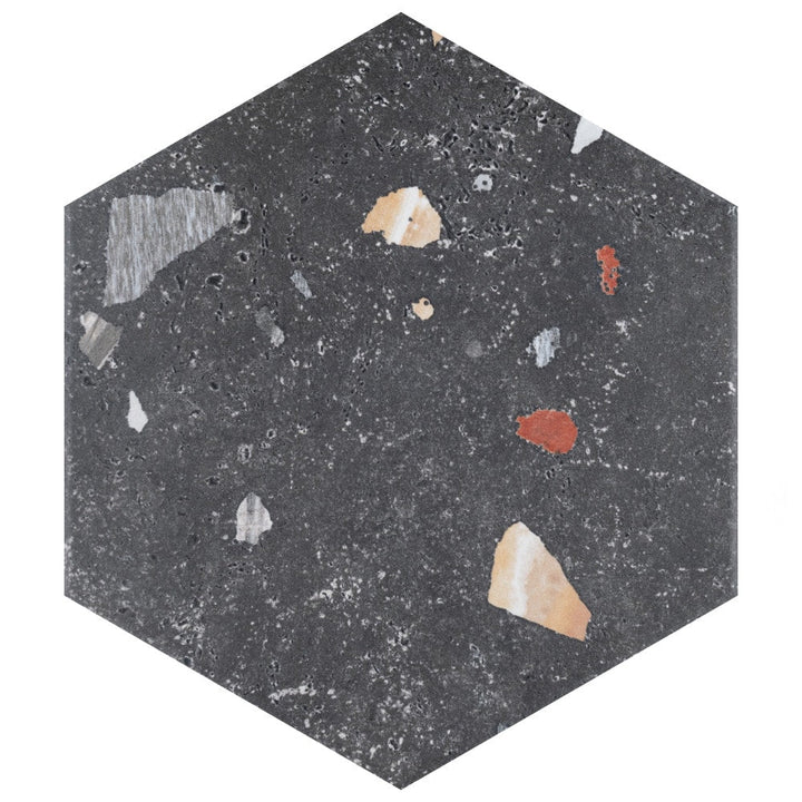 Affinity Tile Sonar Hex Black 9-in x 10-in Multi-finish Porcelain Hexagon Floor and Wall Tile product image