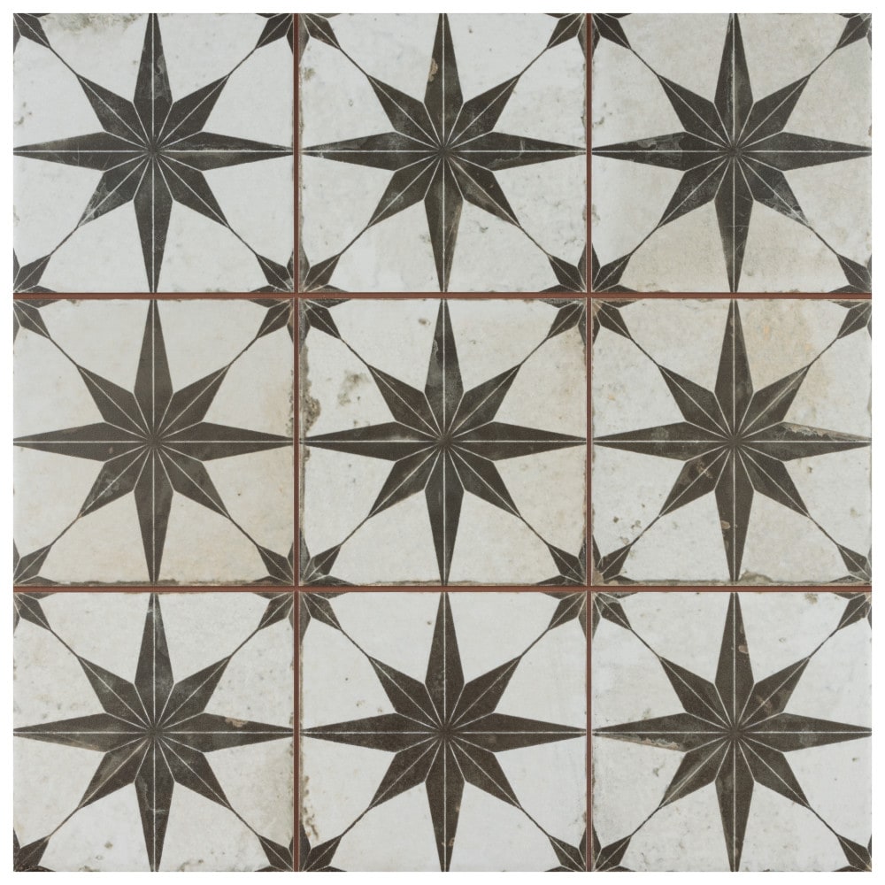 Affinity Tile Harmonia Kings Star Nero 13-in x 13-in Matte Ceramic Encaustic Floor and Wall Tile product image