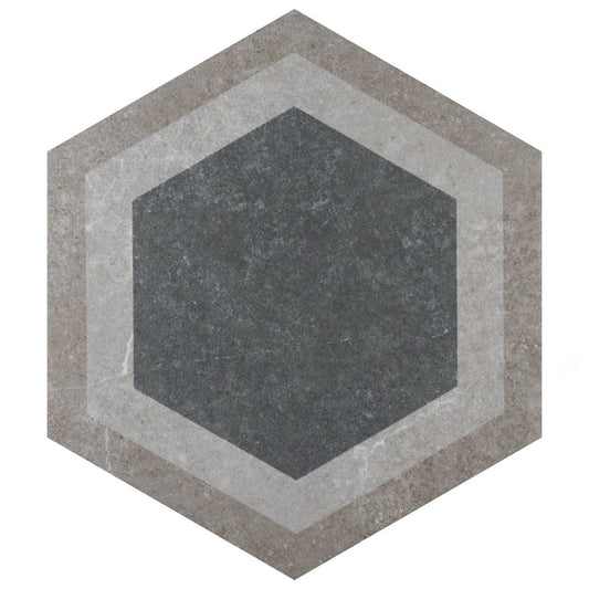 Affinity Tile Traffic Hex Combi Grey 9-in x 10-in Matte Porcelain Cement look Hexagon Floor and Wall Tile product image
