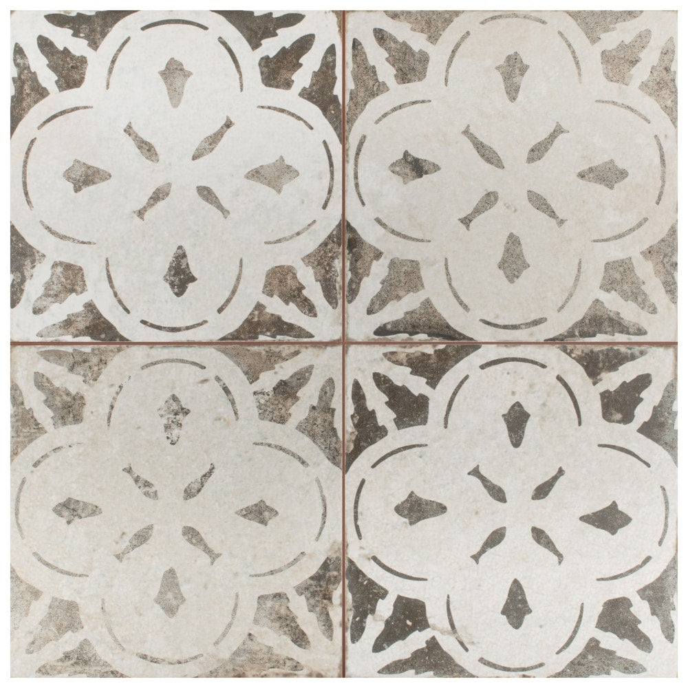 Affinity Tile Kings Aurora Nero 18-in x 18-in Matte Ceramic Encaustic Floor and Wall Tile product image