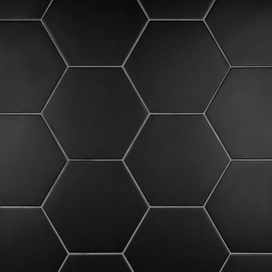 Affinity Tile Apini Hex Matte Black 9-in x 11-in Matte Porcelain Hexagon Floor and Wall Tile product image