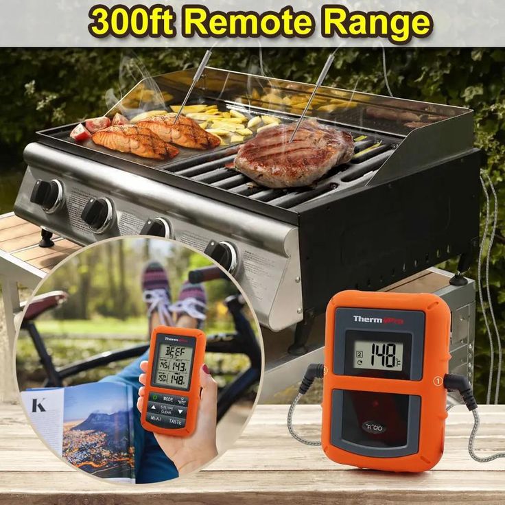 Wireless Remote Digital Cooking Food Meat Thermometer with Dual Probe for Smoker Grill Oven BBQ