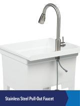 Project Source 24-in x 24-in White Freestanding Utility Tub with Faucet and Drain