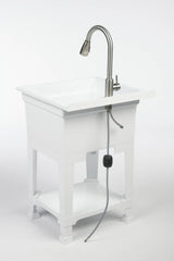 Project Source 24-in x 24-in White Freestanding Utility Tub with Faucet and Drain