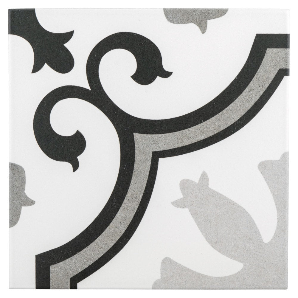 Affinity Tile Lacour Grey 10-in x 10-in Satin Porcelain Encaustic Floor and Wall Tile product image