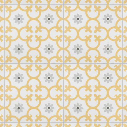 Affinity Tile Daria Dandelion 10-in x 10-in Matte Porcelain Encaustic Floor and Wall Tile product image