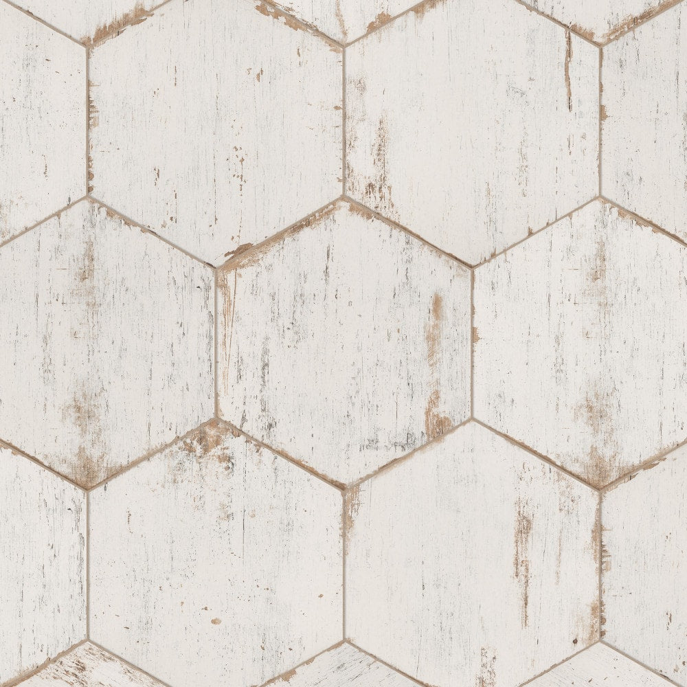 Affinity Tile Retro Hex Blanc 14-in x 16-in Matte Porcelain Wood look Hexagon Floor and Wall Tile product image