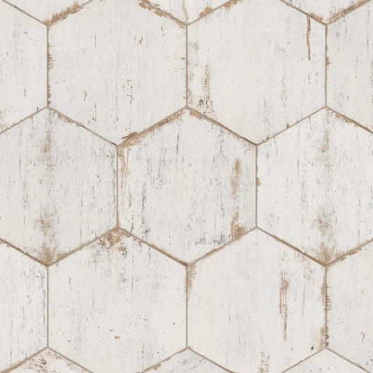 Affinity Tile Retro Hex Blanc 14-in x 16-in Matte Porcelain Wood look Hexagon Floor and Wall Tile product image