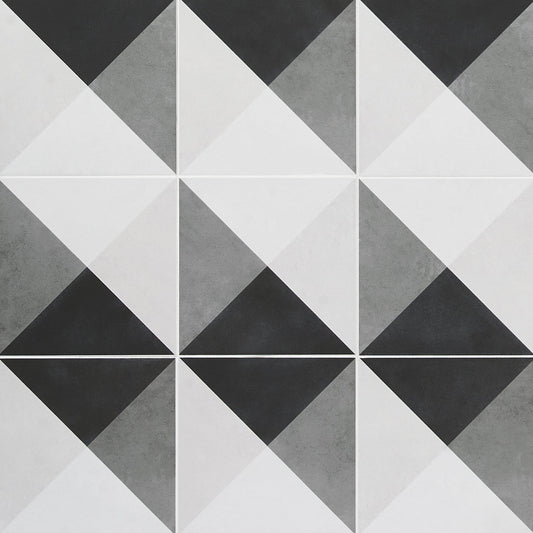 Artmore Tile Elizabeth Sutton Art Terra Deco Gray 8-in x 8-in Matte Porcelain Encaustic Floor and Wall Tile product image