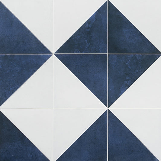 Artmore Tile Elizabeth Sutton Art Terra Dos Blue 8-in x 8-in Matte Porcelain Encaustic Floor and Wall Tile product image