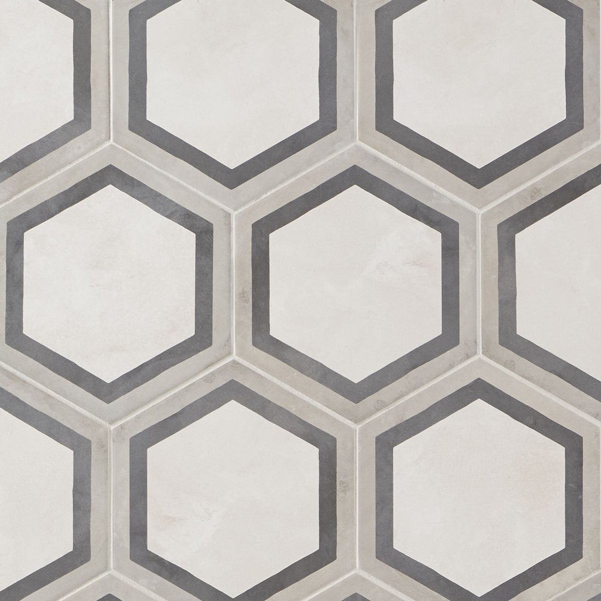 Artmore Tile Storm Hex Deco Sabbia Charcoal 8-in x 10-in Matte Porcelain Encaustic Hexagon Floor and Wall Tile product image