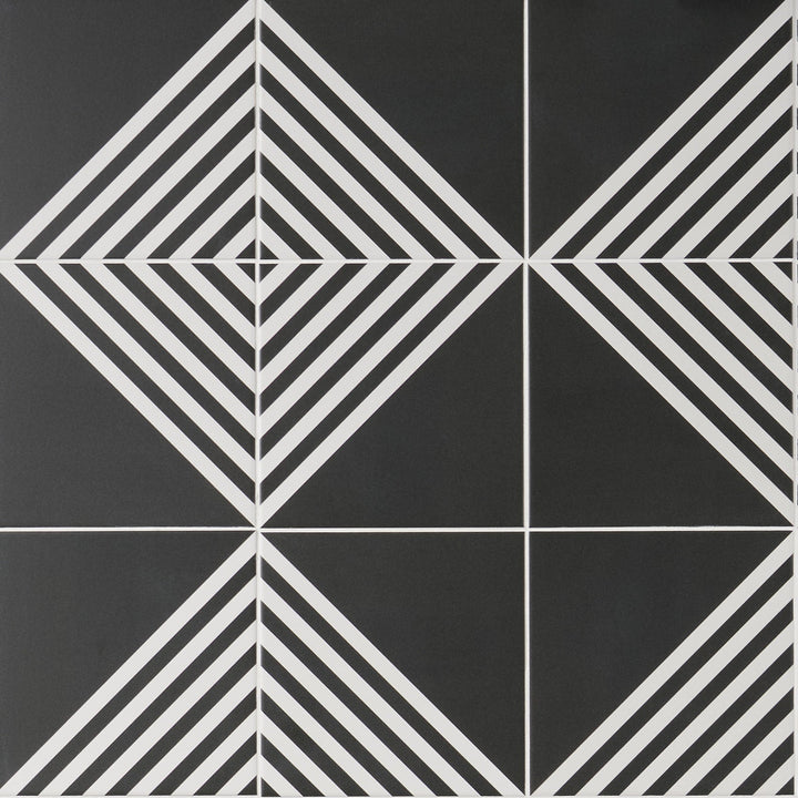 Artmore Tile Record Stripe Negative 8-in x 8-in Matte Porcelain Encaustic Floor and Wall Tile product image