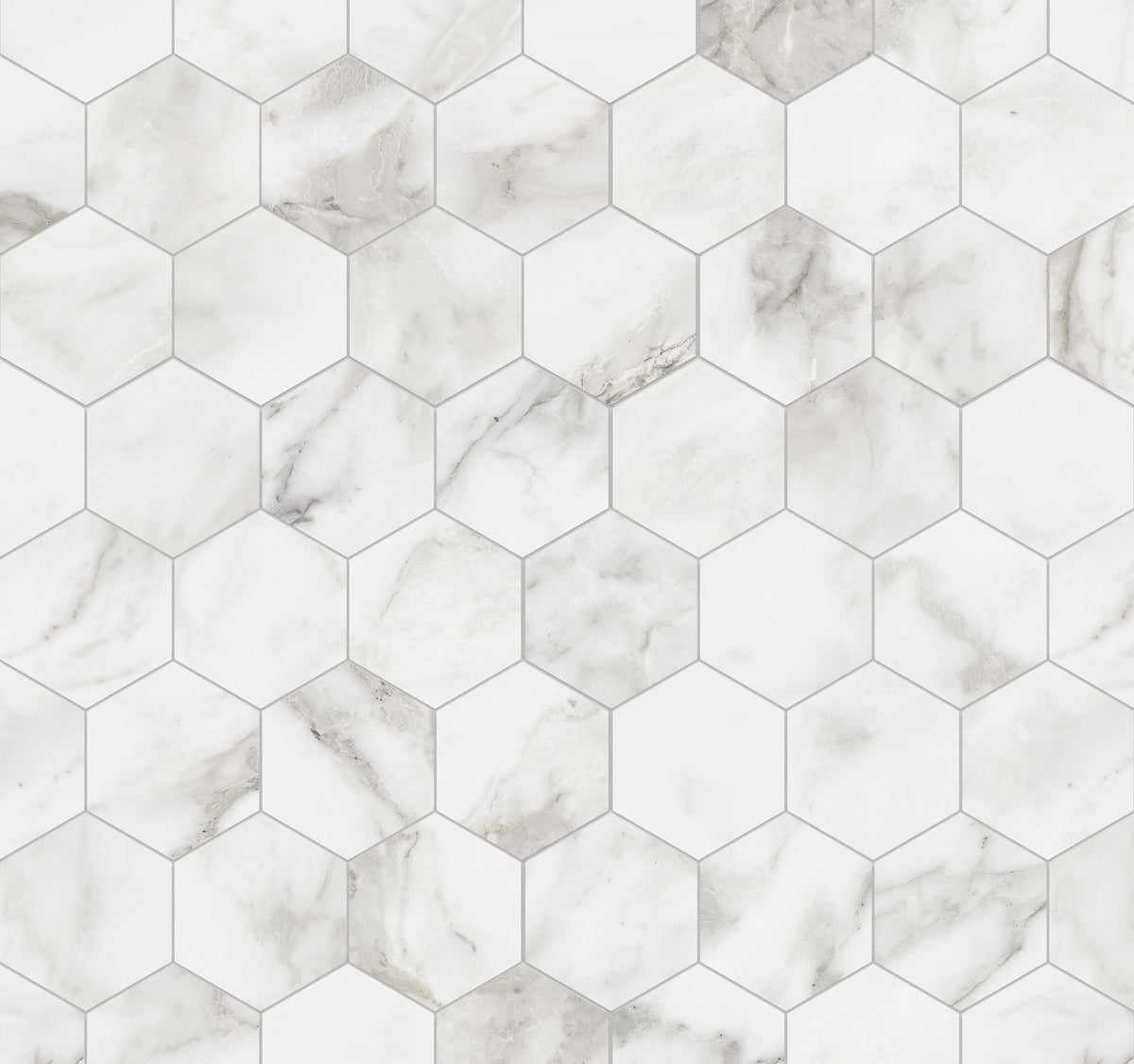 Satori Bianco Palazzo 12-in x 12-in Polished Porcelain Marble Look Hexagon Mosaic Floor and Wall Tile (0.97-sq. ft/ Piece)