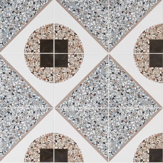 Artmore Tile Shards Terrazzo Deco Azur 8-in x 8-in Matte Porcelain Encaustic Floor and Wall Tile product image
