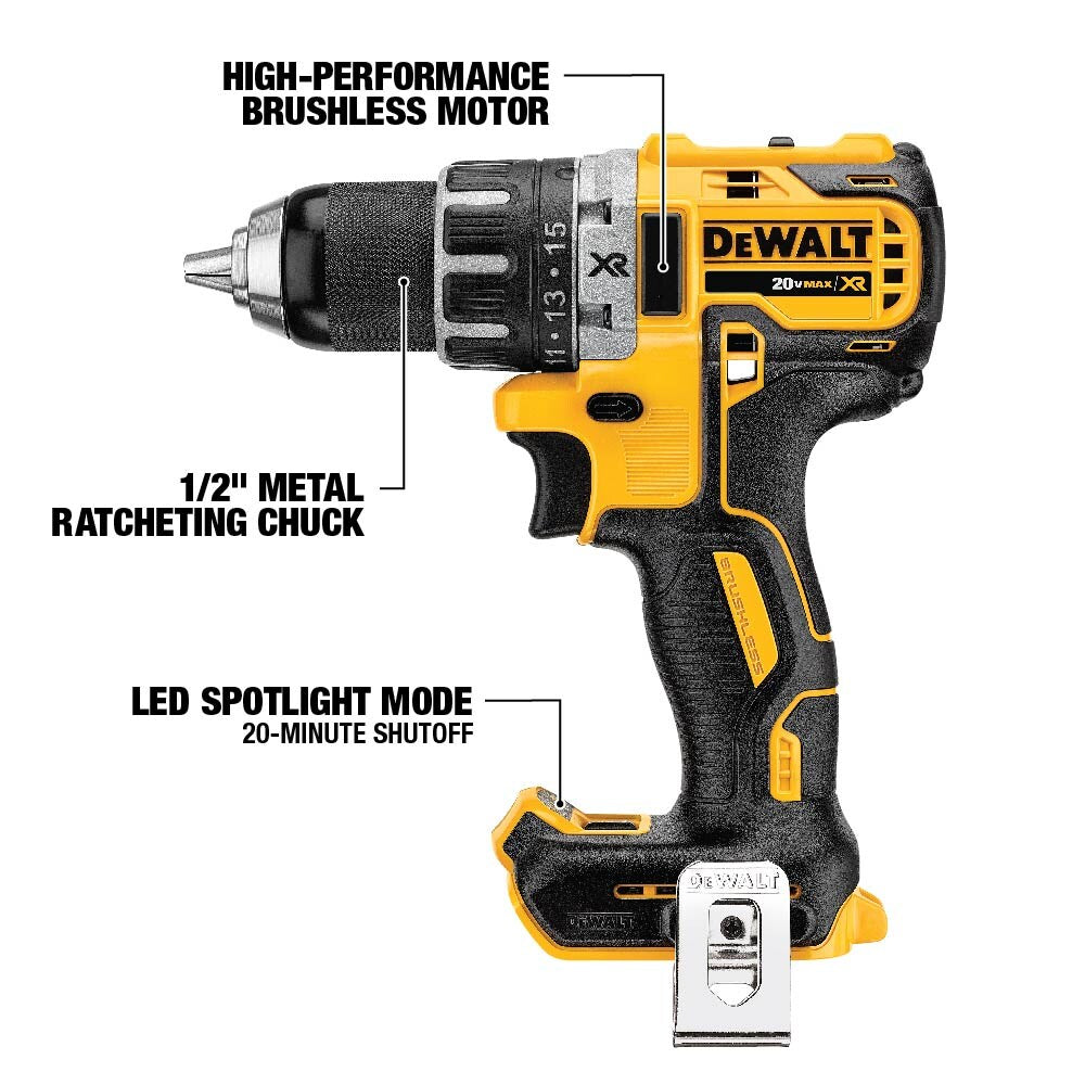 DEWALT 20-Volt MAX XR 1/2-in Brushless Cordless Drill/Driver (Tool Only)