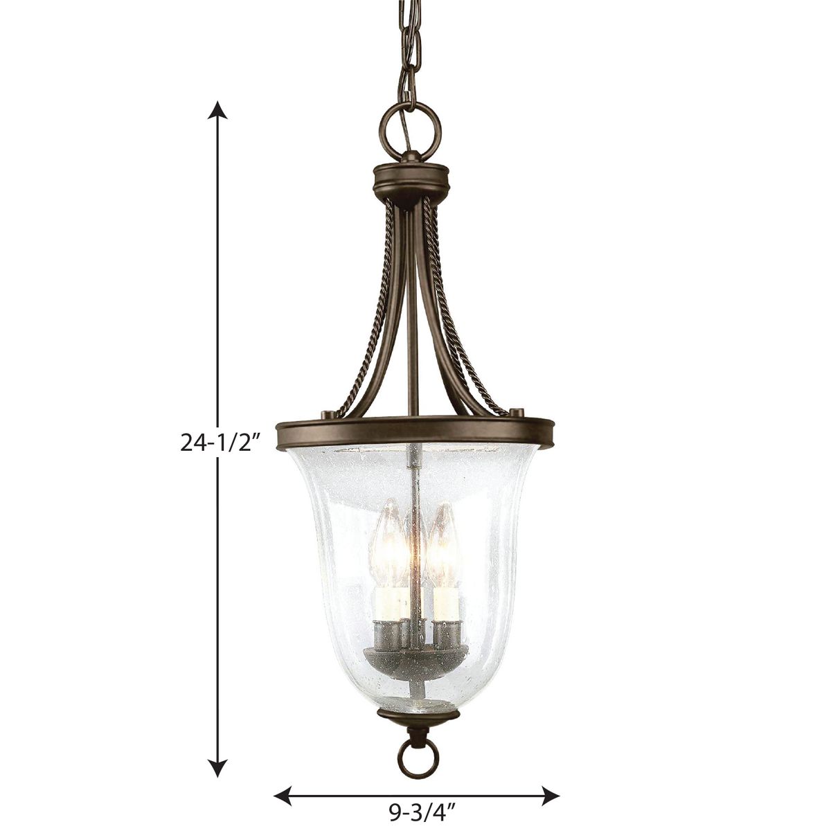 Progress Lighting Seeded 3-Light Antique Bronze Transitional Chandelier
