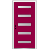 36 in. x 80 in. Davina Right-Hand Inswing 5-Lite Frosted Glass Painted Steel Prehung Front Door on 4-9/16 in. Frame - Super Arbor
