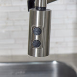 Project Source Flynt Brushed Stainless Single-Handle Deck-Mount Pull-Down Kitchen Faucet with Deck Plate, 1.8 GPM
