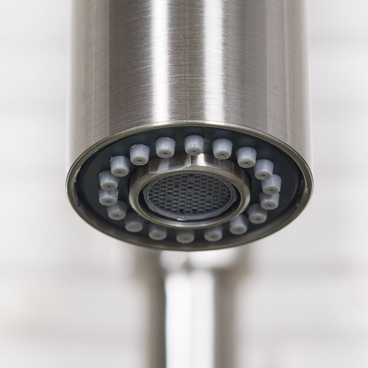 Project Source Brushed Nickel 1-Handle Deck-Mount Pull-Down Kitchen Faucet with Deck Plate