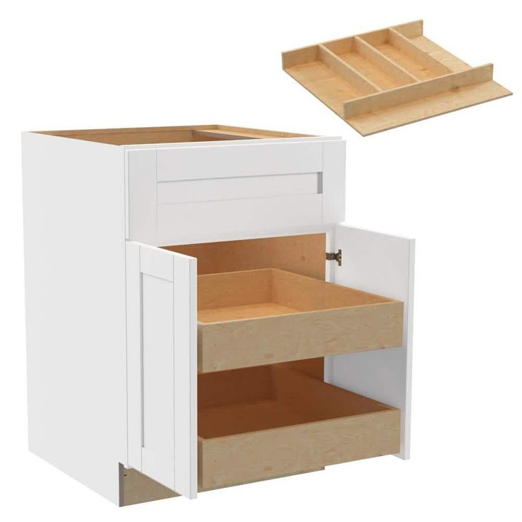 Home Decorators Collection Washington Vesper White Plywood Shaker Assembled Base Kitchen Cabinet 2ROT Utility24 W in. 24 D in. 34.5 in. H