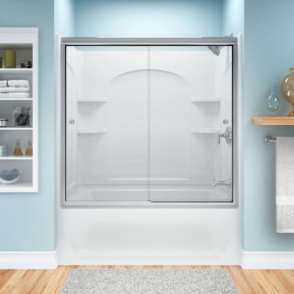 Ensemble 33-1/4 in. x 60 in. x 55-1/4 in. 3-piece Direct-to-Stud Shower Wall Set in White - Super Arbor