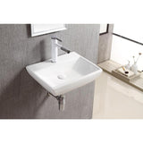 Elanti Wall-Mounted Rectangular Compact Bathroom Sink in White