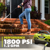RYOBI 1,800 PSI 1.2 GPM Cold Water Electric Pressure Washer (RY141802)