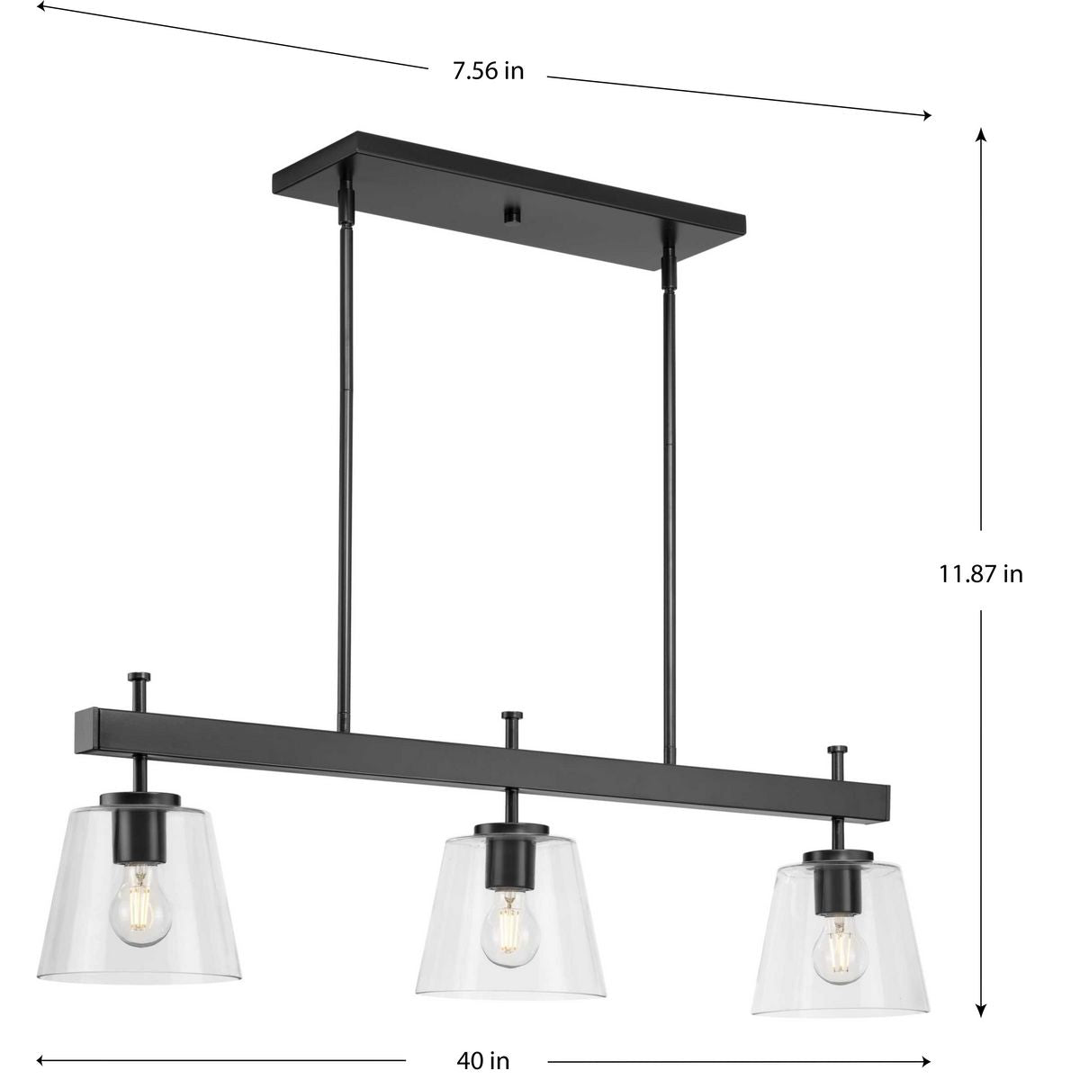 Progress Lighting Saffert 3-Light Matte Black Transitional Chandelier