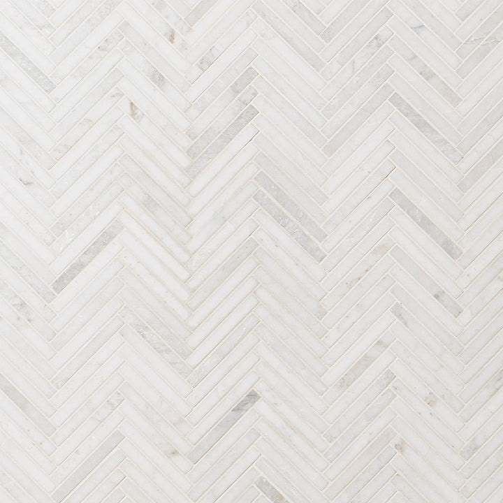 Artmore Tile Frost White 11-in x 12-in Polished Natural stone Marble Marble look Herringbone Mosaic Floor and Wall Tile product image