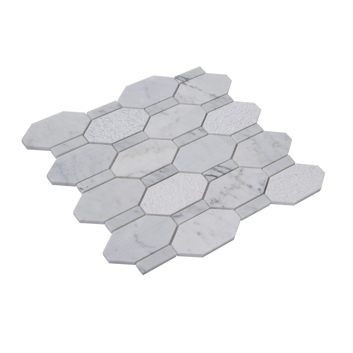 Apollo Tile (Sample) Sparta Gray 4-in x 4-in Polished Marble Honeycomb Marble Look Floor and Wall Tile