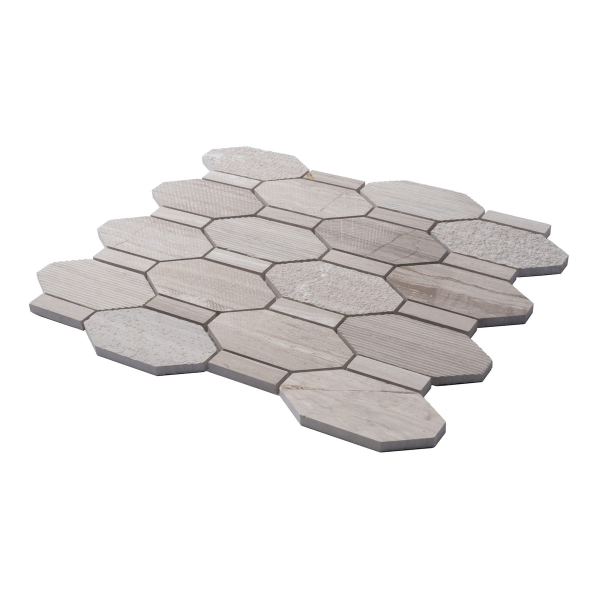Apollo Tile (Sample) Sparta Wooden Gray 4-in x 4-in Polished Marble Honeycomb Wood Look Floor and Wall Tile