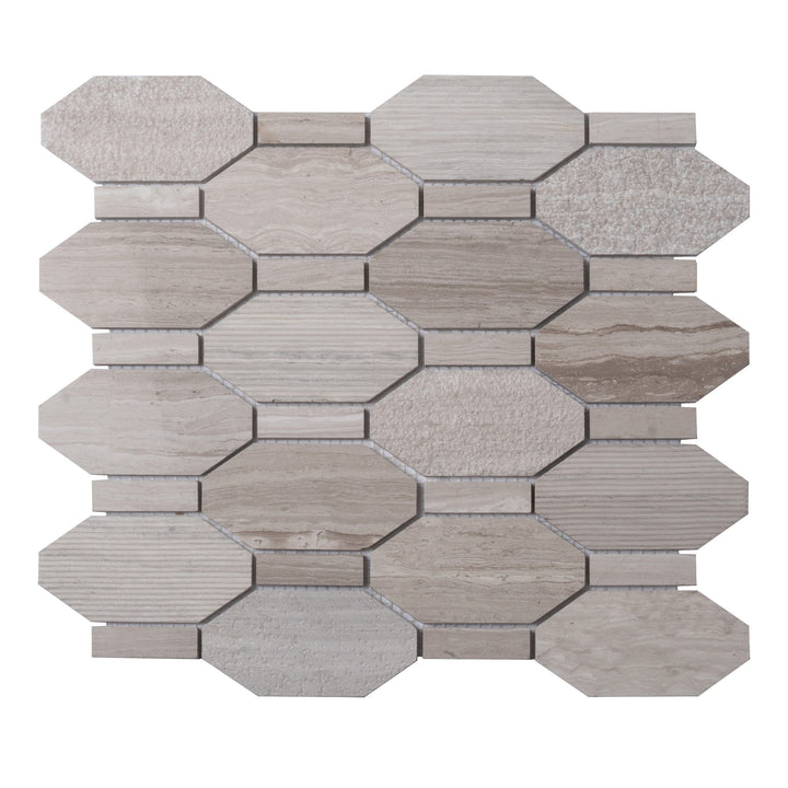 Apollo Tile (Sample) Sparta Wooden Gray 4-in x 4-in Polished Marble Honeycomb Wood Look Floor and Wall Tile