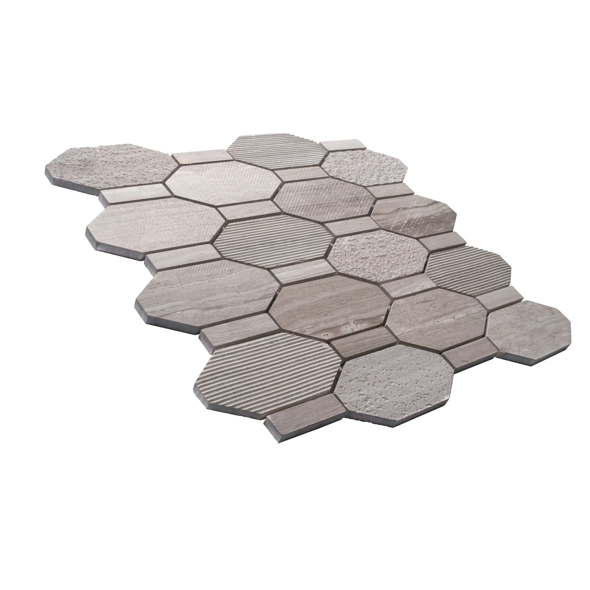 Apollo Tile (Sample) Sparta Wooden Gray 4-in x 4-in Polished Marble Honeycomb Wood Look Floor and Wall Tile