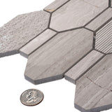 Apollo Tile (Sample) Sparta Wooden Gray 4-in x 4-in Polished Marble Honeycomb Wood Look Floor and Wall Tile