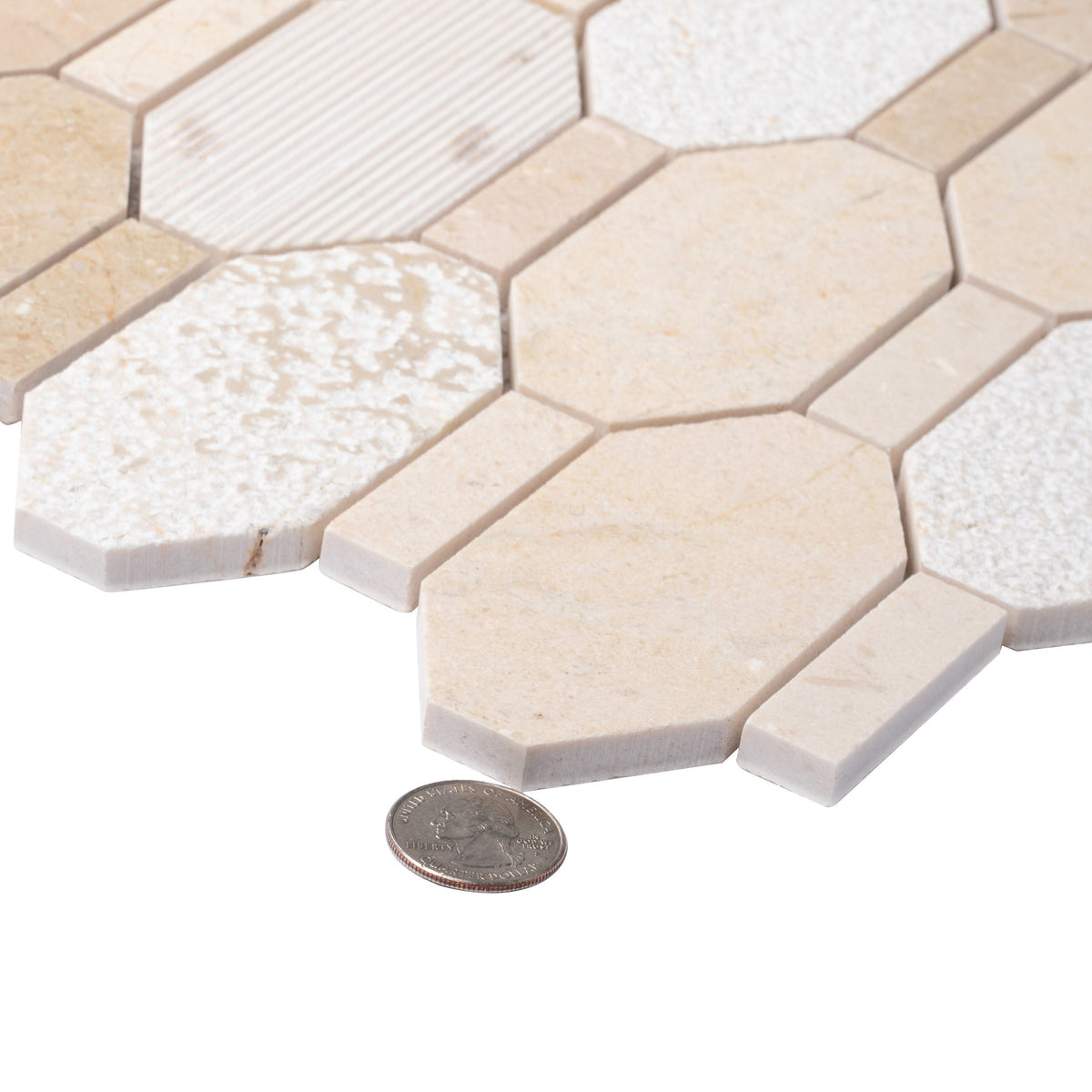 Apollo Tile (Sample) Sparta Beige 4-in x 4-in Polished Marble Honeycomb Marble Look Floor and Wall Tile