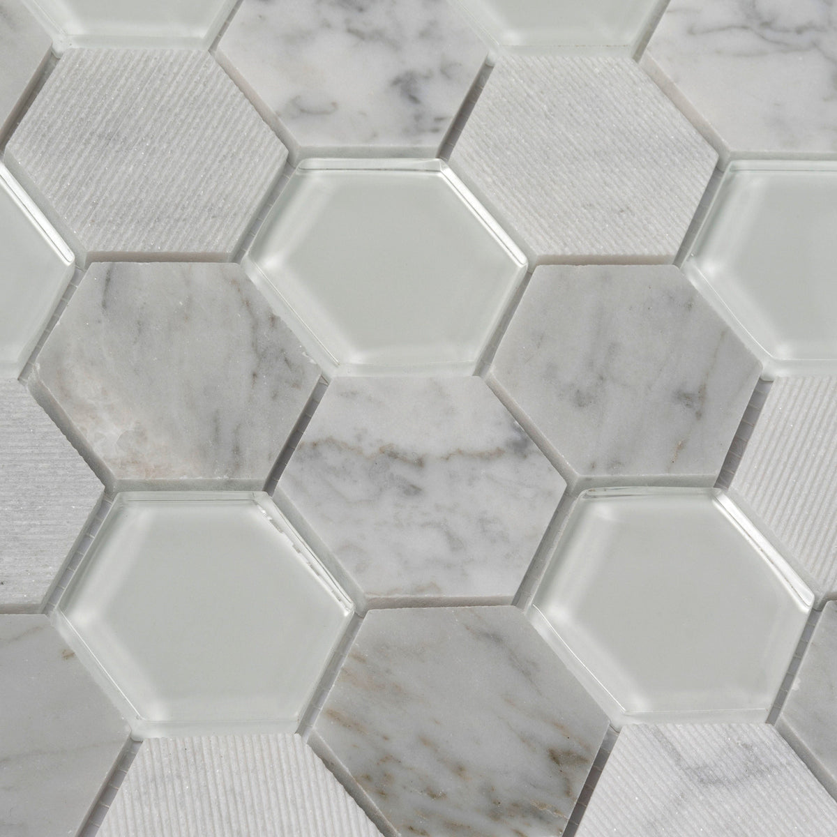 Apollo Tile (Sample) Sparta Gray 4-in x 4-in Polished Marble Honeycomb Mosaic Floor and Wall Tile