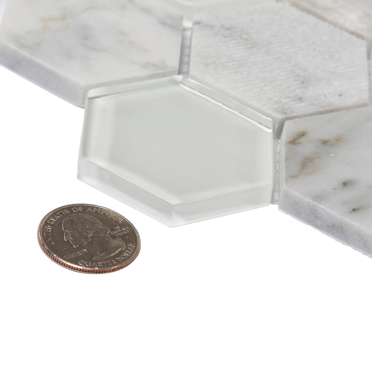 Apollo Tile (Sample) Sparta Gray 4-in x 4-in Polished Marble Honeycomb Mosaic Floor and Wall Tile