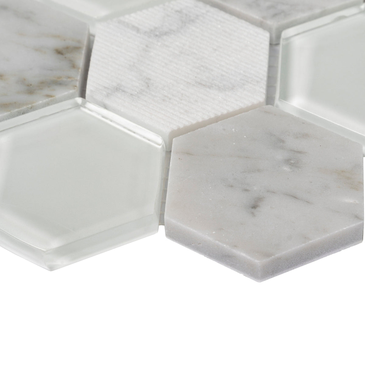 Apollo Tile (Sample) Sparta Gray 4-in x 4-in Polished Marble Honeycomb Mosaic Floor and Wall Tile